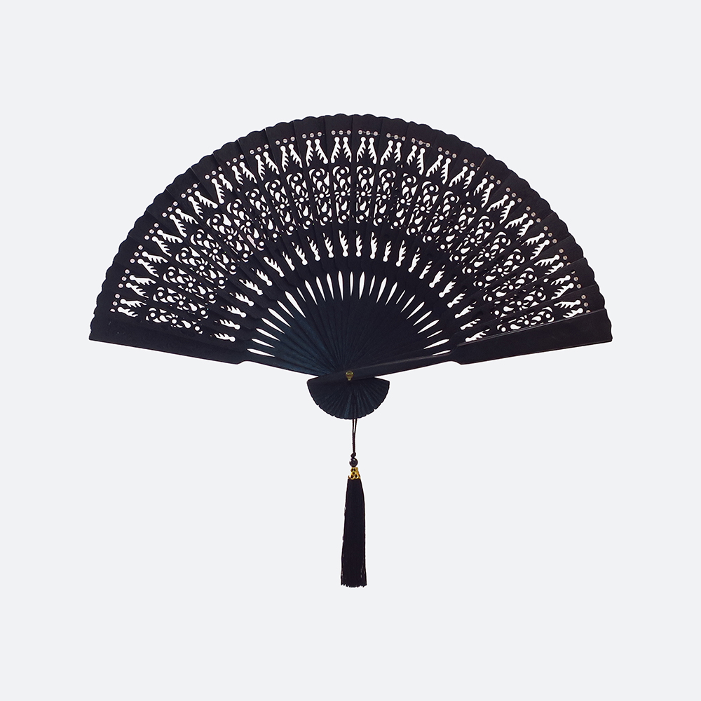 Plain Traditional Hand Fan Black