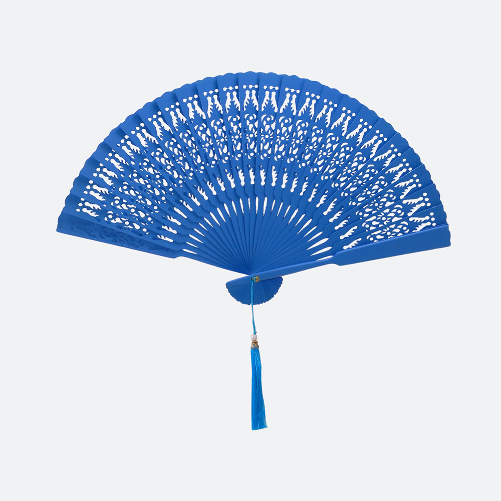 Plain Traditional Hand Fan Blue