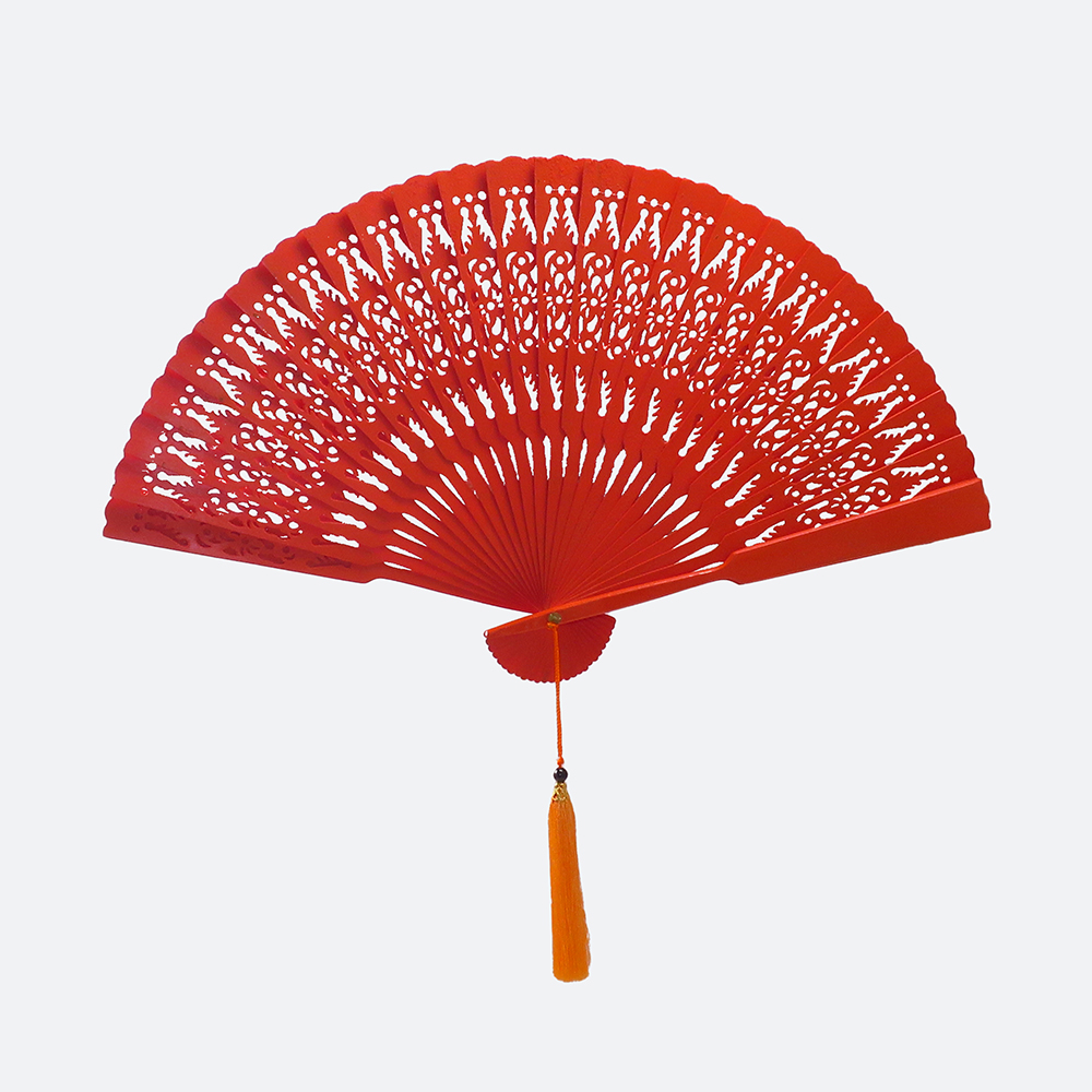 Plain Traditional Hand Fan Orange