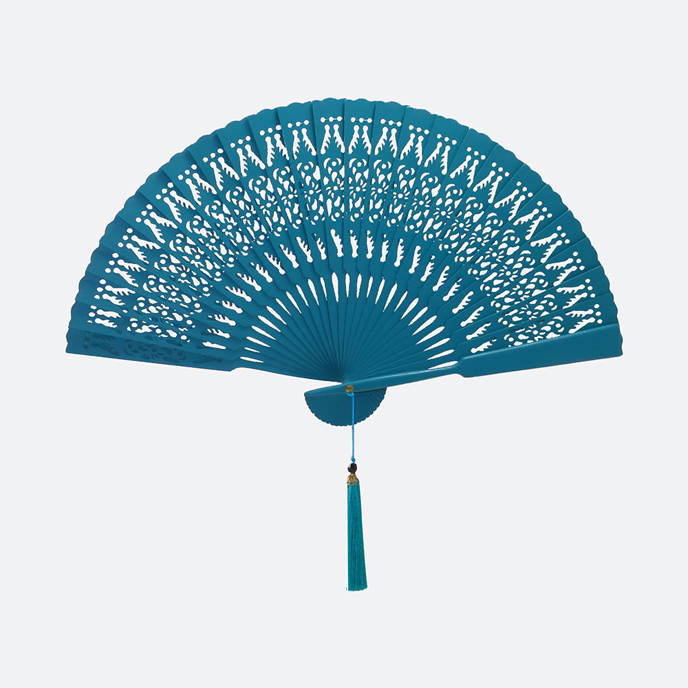 Plain Traditional Hand Fan Turquoise