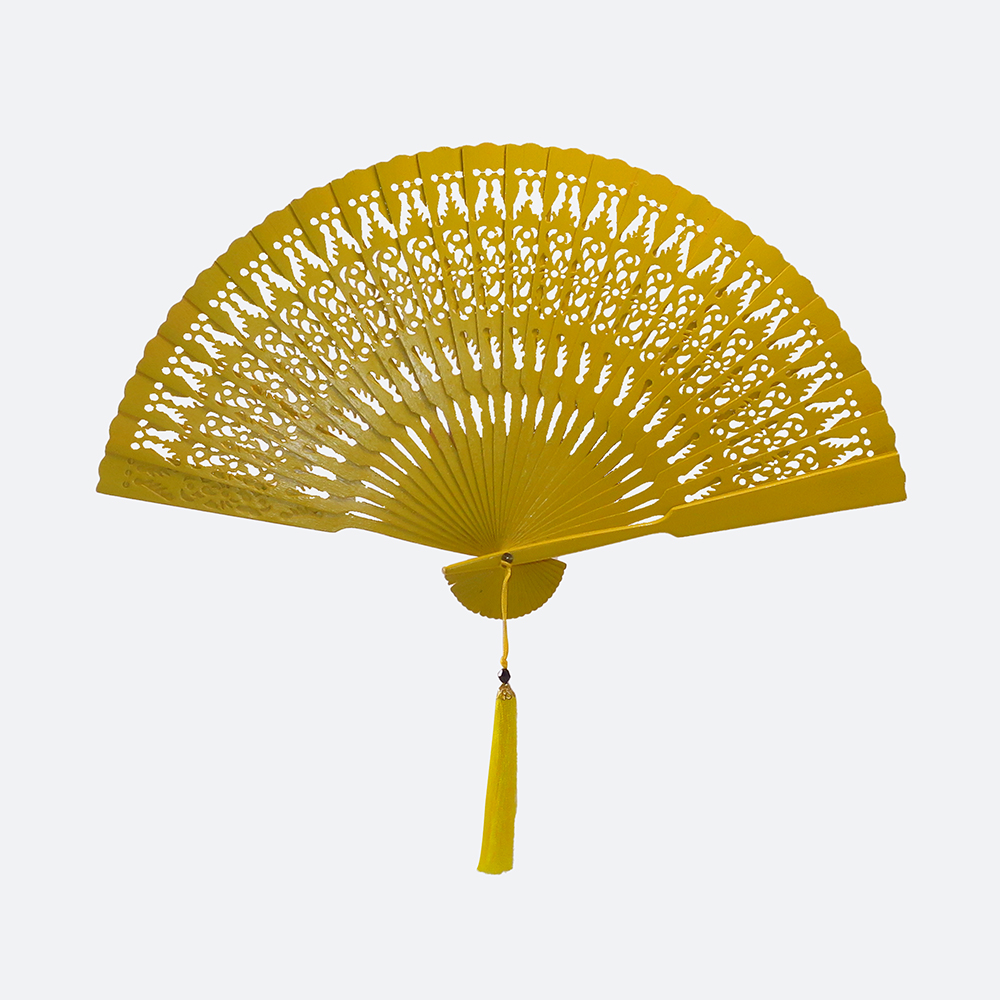 Plain Traditional Hand Fan Yellow
